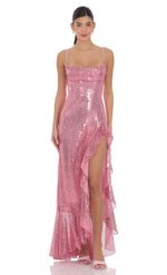 Product image for Sequin Ruffle Dress in Navy