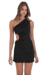 Product image for Pleated One Shoulder Dress in Black