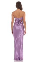 Product image for Crinkle Satin Open Back Maxi Dress in Purple