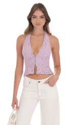 Picture of Plaid V-Neck Halter Top in Yellow