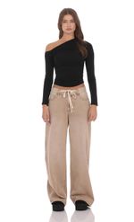 Product image for Mid Rise Wide Leg Jeans in Burgundy