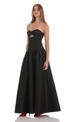 Product image for Cutout Drop Waist Strapless Maxi Dress in Wine