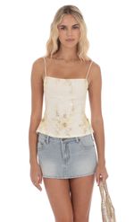 Product image for Embroidered Sequin Open back Top in Cream