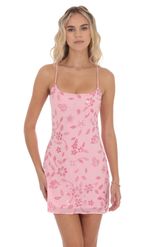 Product image for Floral Beaded Sequin Open Back Dress in Burgundy