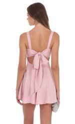 Product image for Floral Jacquard Bow Tie Dress in Light Blue