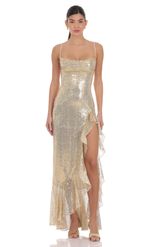 Product image for Sequin Ruffle Dress in Navy