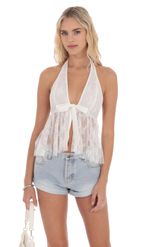 Picture of Lace Babydoll Halter Top in White