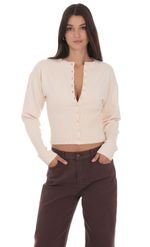 Изображение товара для Кардиган из трикотажа с поясом кремовый