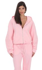 Product image for Cropped Fleece Zip-Up Hoodie in Brown