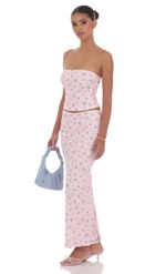 Picture of Strapless Floral Mesh Two Piece Set in Blue