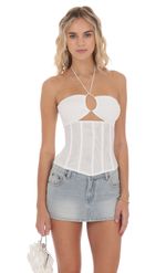 Product image for Mesh Corset Cutout Top in White