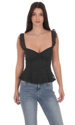 Product image for Lace Ruffle Strap Top in Brown