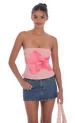 Picture of Mesh Floral Ruched Tube Top in Navy