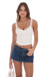 Picture of Ruffle Scoop Corset Top in White