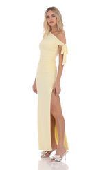 Picture of Off Shoulder Tie Strap Maxi Dress in Yellow