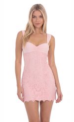 Product image for Floral Lace Mini Dress in Pink