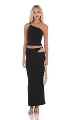 Picture of One Shoulder Embellished Top in Black