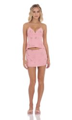 Product image for Sequin Beaded Floral Skirt in Pink