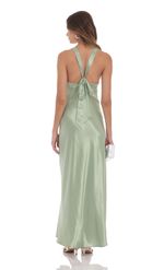 Picture of Satin V-Neck Maxi Dress in Sky Blue