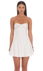Product image for Contrast Lace Strapless Mini Dress in Pink