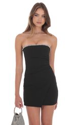 Product image for Strapless Rhinestone Bodycon Dress in Black