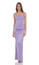 Product image for Satin Bodycon Maxi Dress in Lilac
