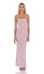 Изображение товара для Бархатное макси-платье с цветочным принтом и драпировкой