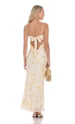 Picture of Satin Open Back Maxi Dress in Yellow