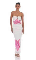 Picture of Embellished Floral Bodycon Maxi Dress in White