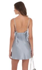 Product image for Rhinestone Strap Satin Dress in Taupe