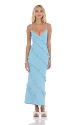 Picture of Ruffle V-Neck Maxi Dress in Sky Blue