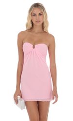 Product image for Embellished Mesh Strapless Dress in Pink