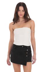 Picture of Overlap Button Denim Skirt in Black