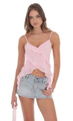 Picture of Ruffle Tassel Top in Pink