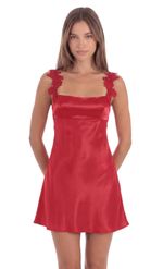 Product image for Floral Appliqué Mini Dress in Red