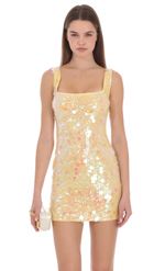 Product image for Iridescent Sequin Mini Dress in Pale Yellow