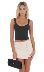 Product image for Ruffle Scoop Corset Top in Black
