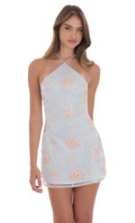 Product image for Floral Sequin Halter Dress in Lavender