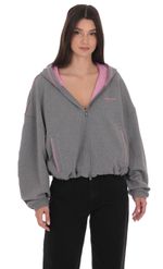 Product image for Two-Toned Cropped Hoodie in Taupe