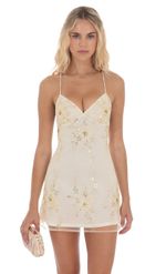 Product image for Floral Sequin Embroidered Open Back Dress in Red