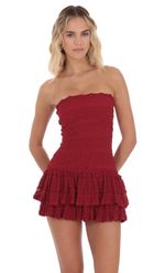 Product image for Strapless Lace Ruffle Dress in White