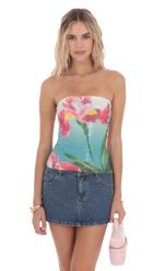 Product image for Floral Sequin Top in Tropical Print