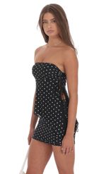 Product image for Polka Dot Mesh Strapless Two Piece Set in Black