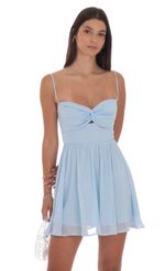Product image for Shimmer Front Twist A-line Dress in Light Blue
