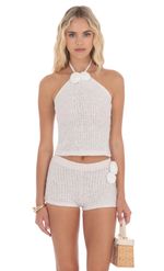 Picture of Crochet Rosette Halter Top in White