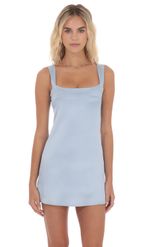 Product image for Satin Shift Dress in Light Blue