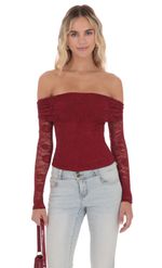 Product image for Lace Off Shoulder Top in Burgundy