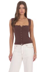 Product image for Ribbed Square Neck Top in Chocolate