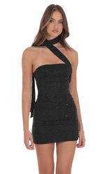 Product image for Scarf Rhinestone Mesh Bodycon Dress in Black