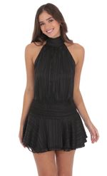 Product image for Shimmer Mock Neck Halter Dress in Black